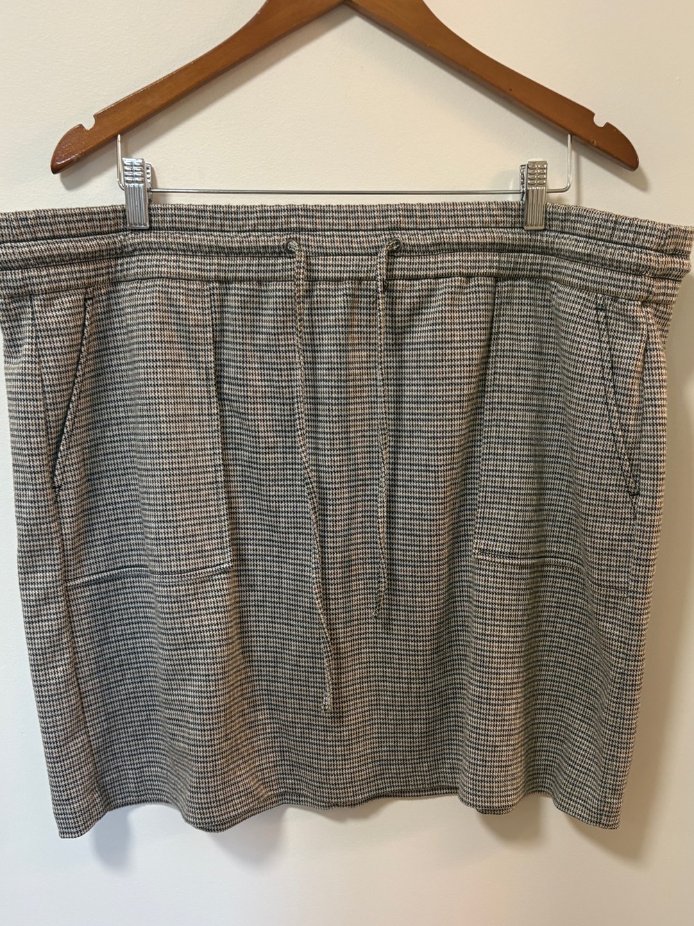 Addition Elle Plus Size 22 Houndstooth skirt brown stretch drawstring pockets